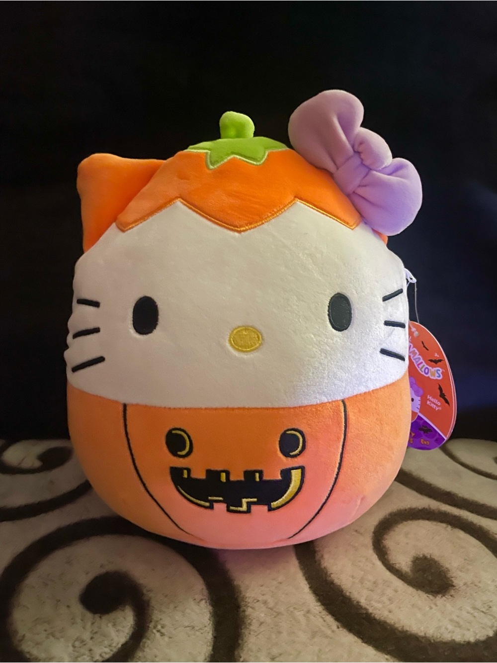 NWT 8” Hello Kitty Squishmallow Halloween Jack O Lantern Pumpkin Plush